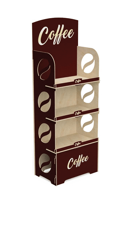 Dreistöckiger Werbestand für Kaffeeverpackungen - przykład produktu